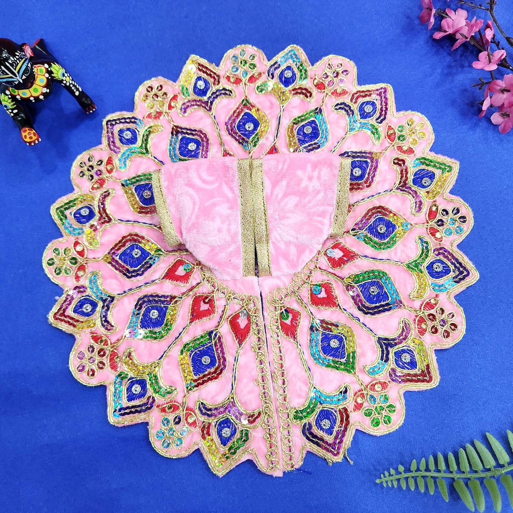 Charming red Laddu Gopal dress no.5 design 2 with intricate embroidery for Janmashtami and pooja. India’s Largest Pooja Accessories Brand – www.satvikworld.com
